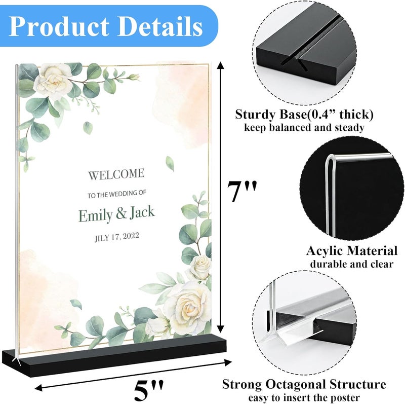 Arrobust Acrylic Sign Holder 5x7, 6-Pack Plastic Clear Vertical Double-Sided Menu Display Stand with Double-Sided Display, Perfect for Restaurants, Offices, Exhibits - Image 2